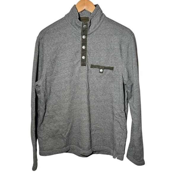 Untuckit Snap Fleece Pullover Fleece Shirt Gray Olive Green Men’s Large - Picture 1 of 4